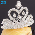 Vente en gros strass cheveux peigne coeur mariage tiara peigne clips pour filles